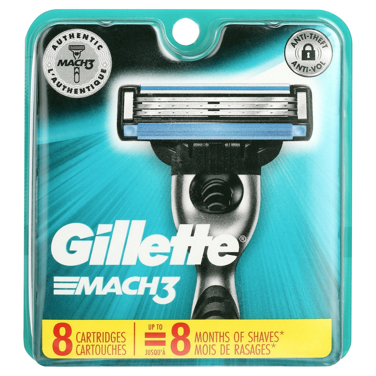 Gillette Mach3 Razor Blade Refill Cartridges For Men, # 7975 - 8 Ea